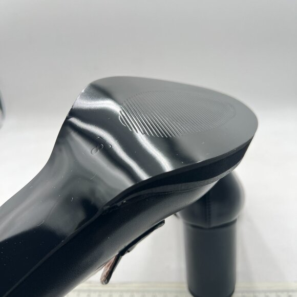 YDN Black Penny Loafers Round Closed Toe Platform Chunky High Heel Slip On Pumps - Picture 6 of 8